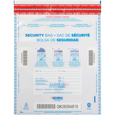 Global Industrial FraudStopper Tamper Evident Deposit Bag, 12W x 16H, Clear, 100PK 320838